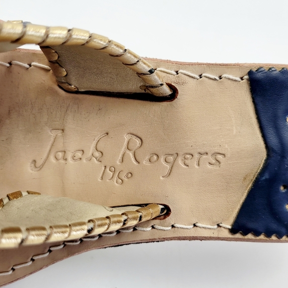 Jack Rogers Navy Gold Hamptons Sandals Size 6 - Picture 9 of 13